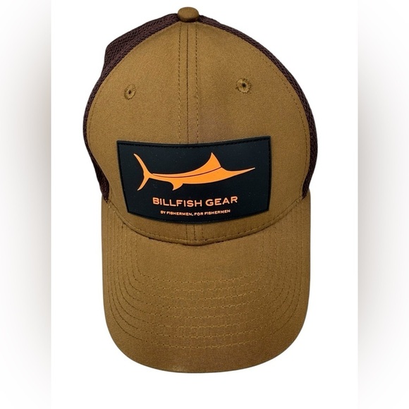 Billfish Gear Men’s Brown Orange Structured Front Panel SnapBack Fishing Hat - Picture 1 of 5